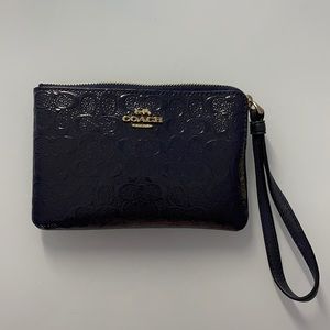 Coach Leather Navy Blue Wristlet